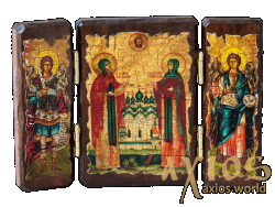 The icon under the old days Saints Peter and Fevronia Muromsky folding triple 14x10 cm The icon under the old days Saints Peter and Fevronia Muromsky folding triple 14x10 cm - фото