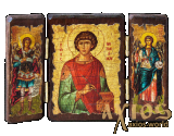 Icon under the antiquity The Holy Great Martyr and Healer Panteleimon fold a triple 14x10 cm