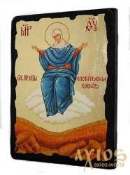 Икона под старину Пресвятая Богородица Спорительница хлебов с позолотой 17x23 см - фото
