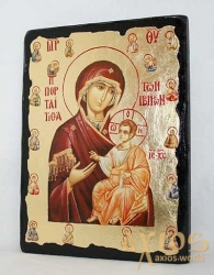 Икона под старину Пресвятая Богородица Иверская с позолотой 21x29 см - фото