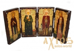 Icon for the ancient Saints folding quadruple 44x21 cm - фото