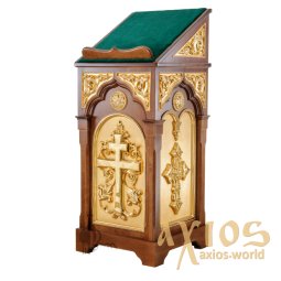 Lectern wooden single No. 6, 130 cm, with gilded elements - фото