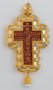 Cross pectoral brass, gilding, enamel, zirconium stones, with a chain in a case. (Greece)