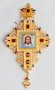 Cross pectoral brass, gilding, Enamel, zirconium stones, natural pearls with a chain in a case. (Greece)