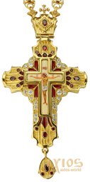 Brass cross in gilt with print and chain 145x70 - фото