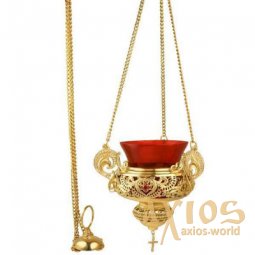 Brass lamp with openwork in gold leaf - фото