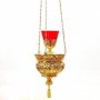 Hanging brass lamp in gilding