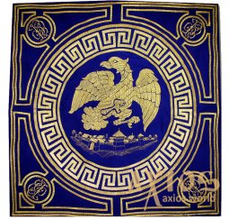 Eagle blue embroidered, coat fabric - фото