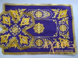 Covers, purple set, embroidery on gabardine - фото