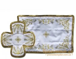 Chalice embroidered on satin, with fringe, 018 - фото