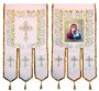 Church Banners (pair) embroidered on a white gabardine 65х115 cm, icons on the front side (fabric print)