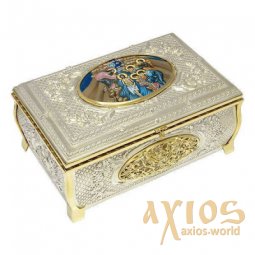 Baptismal box brass in silver plated with print and gilding - фото