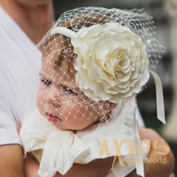 Wrap with veil and flower  - фото