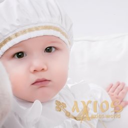 Beret Slavic White with Golden Embroidery - фото