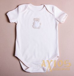 Body with short sleeves and applique, milk color (n_002) - фото