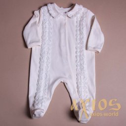 Overalls for newborns - little man Rosetta, milk color  - фото