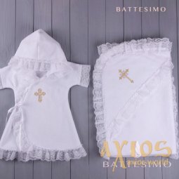 Set "Battesimo" kryzma and baby clothes 77026 - фото