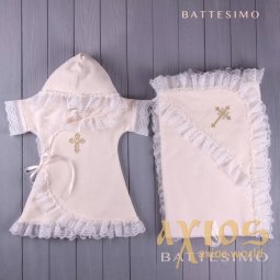 Set "Battesimo" kryzma and baby clothes white 77026 - фото