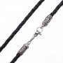 Leather cord «Save and save» with silver clasp (3mm), silver 925, leather, О 18438