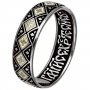 Ring. Silver, enamel, dimensions 19/20. Ornamental motif in the form of a diamond with a cross inside. Jesus&#39; prayer. PD006973