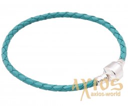 Leather bracelet with silver clasp - фото