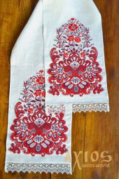 Embroidered towel under the feet №50-38, flax, 180х35 cm - фото