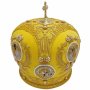 Bishop`s miter "Crown", yellow, handmade, embroidery with thread