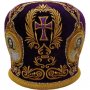 Miter "Cross in a crown", purple velvet, gold embroidery
