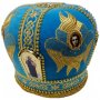 Miter "Cherubim", blue velvet, gold embroidery