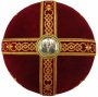 Miter "Cross", red velvet, embroidery with gold threads