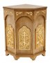 Altar corner, wooden, 3-faced, No. 1 with door and gilded elements, light wood
