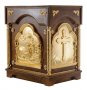 The altar is rectangular №2, wooden, 90х70х97 cm, with a door and gilded elements, a dark tree