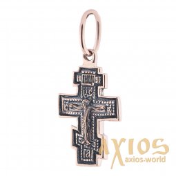 The cross «Crucifixion», the prayer «Save and save», gold 585 ° with blackening, 25х11, О п01848 - фото