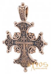 Neck cross «Ozvete Tree of the Cross», gold 585 °, with blackening 33x23 mm, О п02676 - фото
