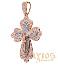 Neck cross, gold 585 with rhodium, 60x35mm, O 270056 - фото