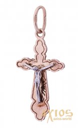 The cross «Crucifixion. Angel Guardian», gold 585 with blackening, 30x20mm, О п00246 - фото