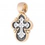 Cross, silver 925 ° with gold and black, 12x17 mm, О 13692