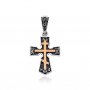 Cross "Save and preserve" made of silver with a gold insert