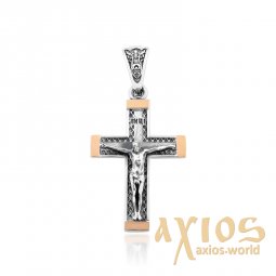 Silver cross with gold inserts - фото