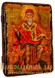 Icon antique saint Saint Spyridon 7x9 cm - фото