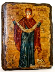 Icon antique Intercession of the Theotokos 13x17 cm - фото