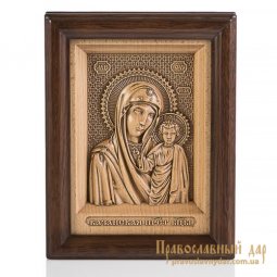 Carved icon of Virgin Mary of Kazan - фото