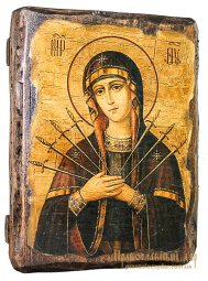 Icon antique Semistrelnaya 21x29 cm Holy Mother of God - фото