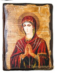 Icon of the Holy Theotokos antique Softener of Evil Hearts 17h23 cm - фото