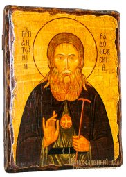 Icon antique St Anthony of Radonezh 21x29 cm - фото
