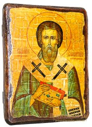 The icon under olden Martyr Bishop Valentin Interamsky 17h23 cm - фото