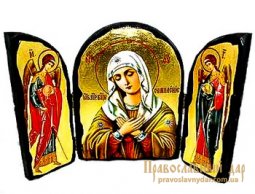 Икона под старину Пресвятая Богородица Умиление Складень тройной - фото