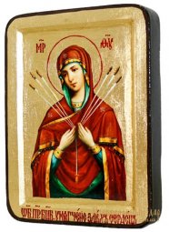 Икона Пресвятая Богородица Умягчение злых сердец Греческий стиль в позолоте 13x17 см - фото
