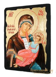 Икона под старину Пресвятая Богородица Утоли моя печали с позолотой 30x40 см - фото