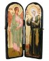 Икона под старину Святая блаженная Матрона Московская и Святой Ангел Хранитель Складень двойной
